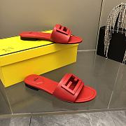 Fendi Baguette Leather Slides Red - 5