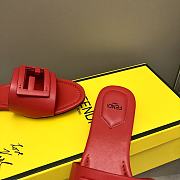 Fendi Baguette Leather Slides Red - 4