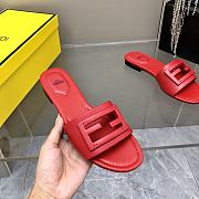 Fendi Baguette Leather Slides Red - 3