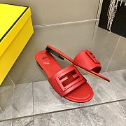 Fendi Baguette Leather Slides Red - 2