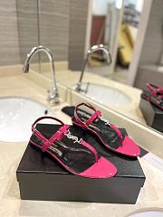 YSL Cassandra Satin Sandals Pink Flat - 1