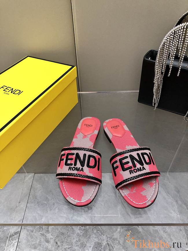 Fendi Pink Canvas Sandals - 1