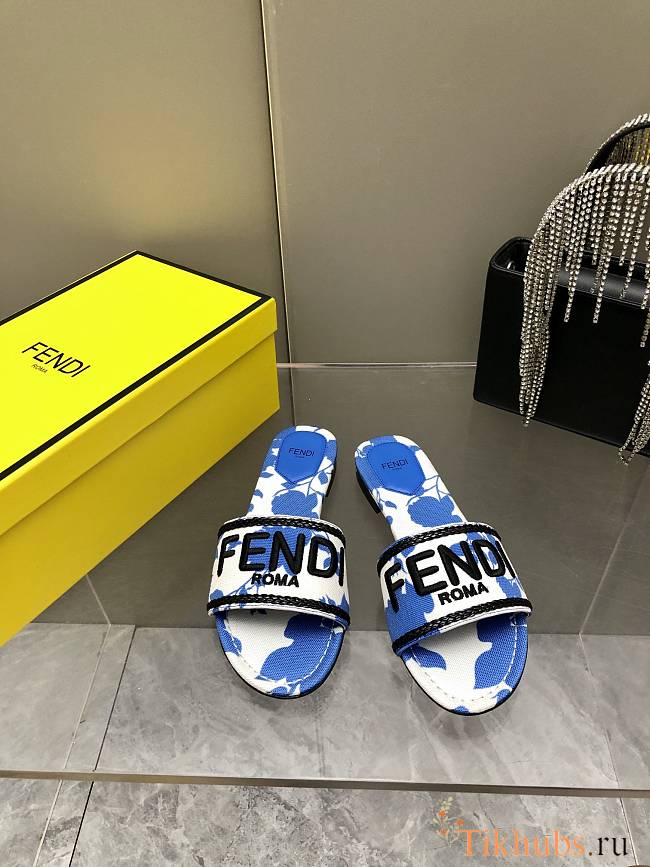 Fendi Blue Canvas Sandals - 1
