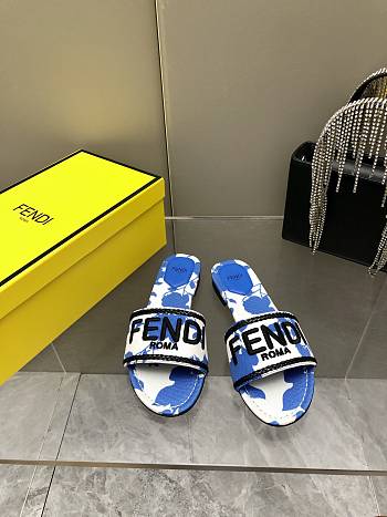 Fendi Blue Canvas Sandals