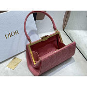 Dior Caro Cannage Frame Bag Pink Leather 26x9x11.5cm - 3