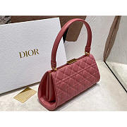 Dior Caro Cannage Frame Bag Pink Leather 26x9x11.5cm - 2