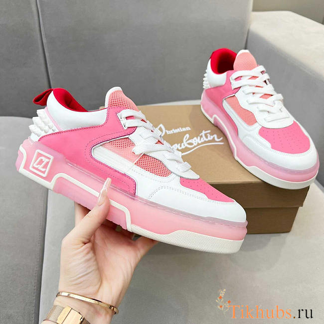 Christian Louboutin Astroloubi Lace-Up Sneakers White Pink - 1