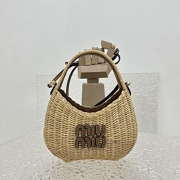 Miu Miu Natural Wander Wicker Handbag 20x6x14cm