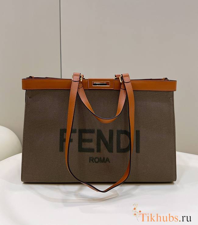 Fendi Peekaboo X-tote Grey Brown Bag 40x12x29cm  - 1