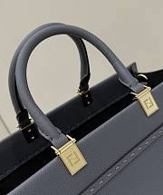 Fendi Medium Sunshine Leather Tote Bag Grey 35x17x31cm - 3