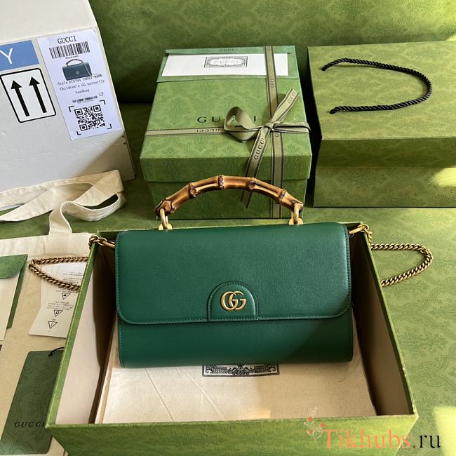 Gucci Small Diana Green Shoulder Bag Bamboo 26cm - 1