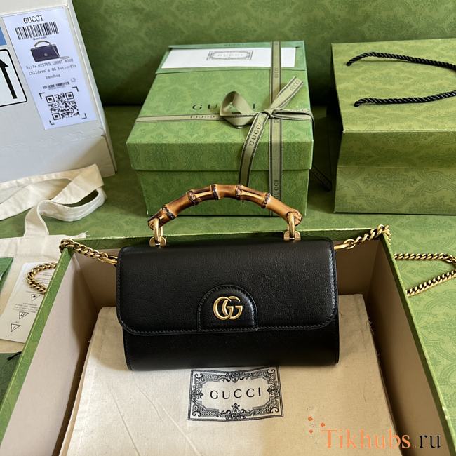 Gucci Mini Diana Black Shoulder Bag Bamboo 20cm - 1