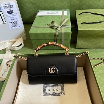 Gucci Mini Diana Black Shoulder Bag Bamboo 20cm
