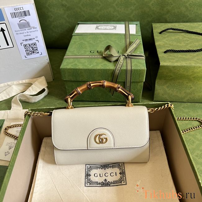 Gucci Mini Diana White Shoulder Bag Bamboo 20cm - 1