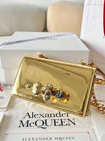 Alexander MCQueen Mini Jewelled Satchel Gold 18x12x6cm