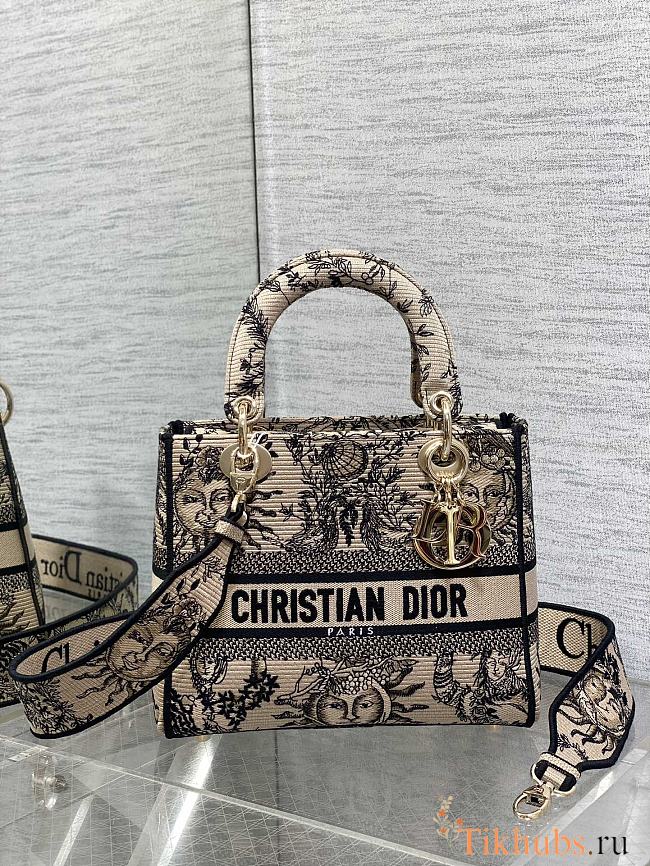 Dior Medium Lady D-Lite Bag Beige Black Soleil 24 x 20 x 11 cm - 1