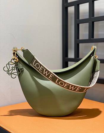 Loewe Luna Bag In Satin Calfskin And Jacquard Green 27x29.5x8cm