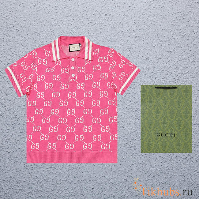 Gucci Polo Shirt With Interlocking G Pink - 1