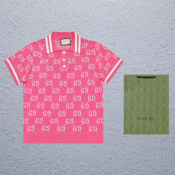 Gucci Polo Shirt With Interlocking G Pink