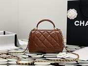 Chanel Bag Handle Lambskin Brown Gold 18x12x7cm - 6
