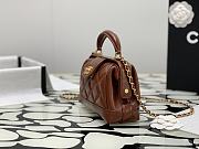 Chanel Bag Handle Lambskin Brown Gold 18x12x7cm - 5