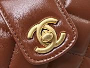 Chanel Bag Handle Lambskin Brown Gold 18x12x7cm - 2