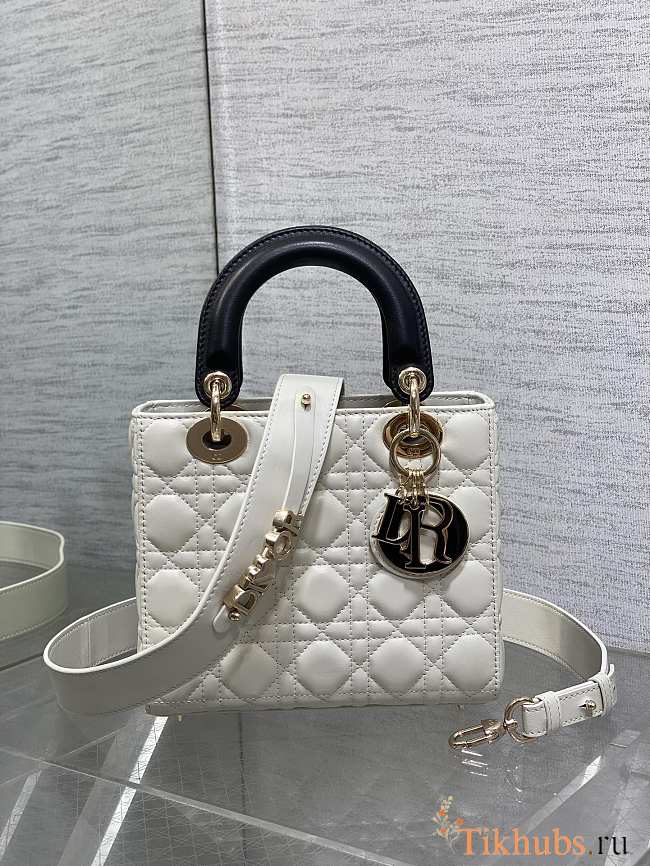 Dior Small Lady Bag White Black 20cm - 1