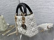 Dior Mini Lady Bag White Black 17cm - 5