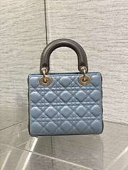 Dior Small Lady Bag Two-Tone Sky Blue Steel Gray 20cm - 6