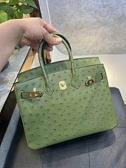 Hermes Birkin 25 Bag Green Ostrich Gold 25cm - 6