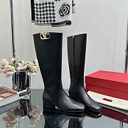 Valentino Garavani Vlogo Leather Black Boots - 1