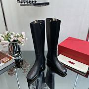 Valentino Garavani Vlogo Leather Black Boots - 3