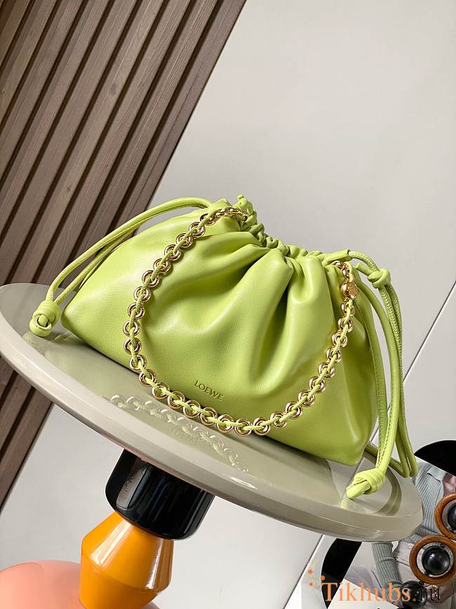 Loewe Flamenco Purse Bag Green Lambskin 30x20x10.5cm - 1