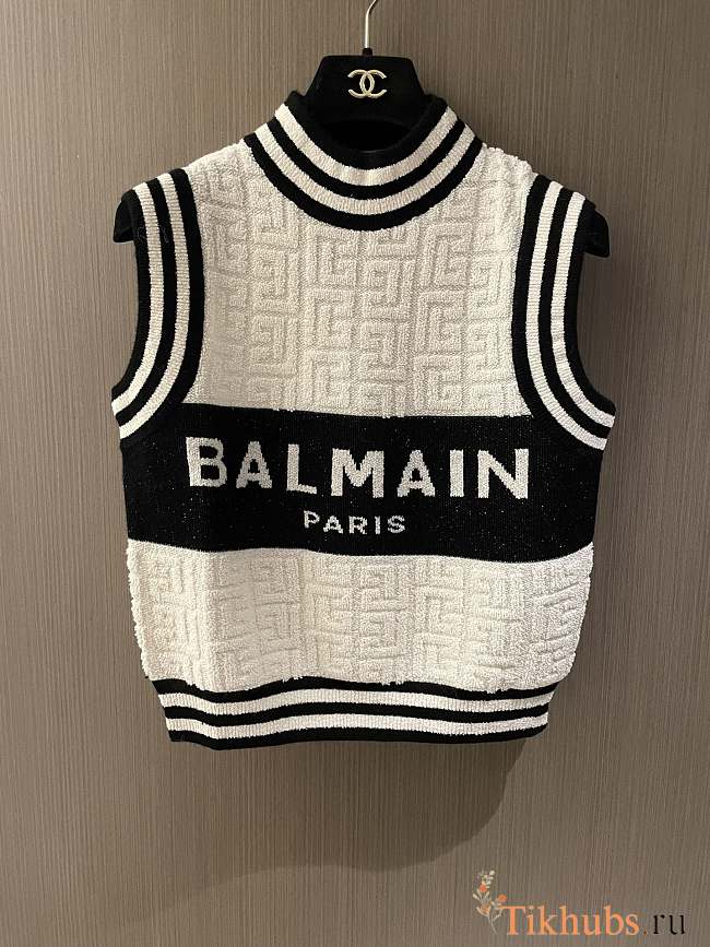 Balmain Monogrammed Bouclette Knitted Top - 1
