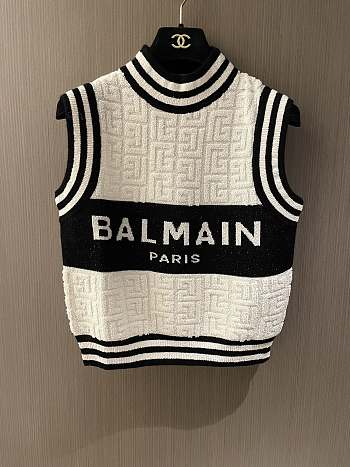 Balmain Monogrammed Bouclette Knitted Top