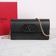 Valentino Garavani Small Leather Chain Wallet Black 20x10.5x4cm - 1