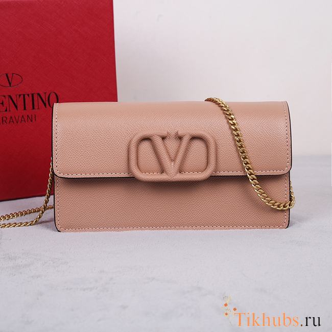 Valentino Garavani Small Leather Chain Wallet Pink 20x10.5x4cm - 1