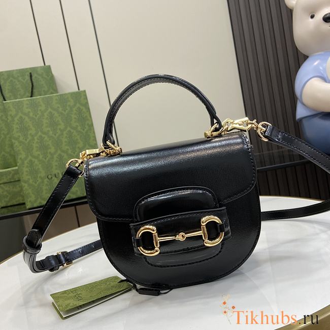 Gucci Horsebit 1955 Mini Top Handle Bag Black 18x15x6.5cm - 1