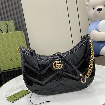 Gucci GG Marmont Small Shoulder Bag Black Patent 26x17x4cm