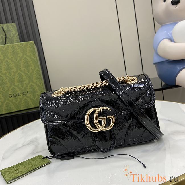 Gucci Mini Marmont Bag Black Patent 22x14x6cm - 1