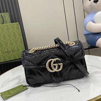 Gucci Mini Marmont Bag Black Patent 22x14x6cm