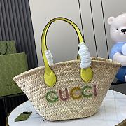 Gucci Mini Straw Tote With Gucci Logo 20.5x19.5x13cm - 1