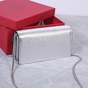 Valentino Garavani Small Leather Chain Wallet Silver 20x10.5x4cm - 3