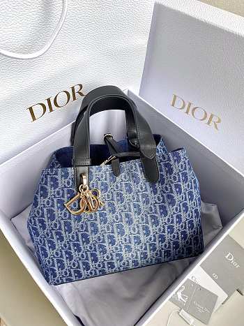 Dior Medium Toujours Bag Blue Denim 28.5 x 21.5 x 17 cm