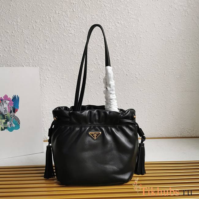 Prada Leather Shoulder Bag Black 24x25x11cm - 1