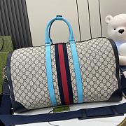 Gucci Savoy Large Duffle Bag Beige Blue 52x31x29cm - 3