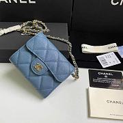 Chanel Wallet Blue Caviar Gold Chain 11x7cm - 5