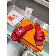 Hermes Gabriel Sandal Red Slides - 2