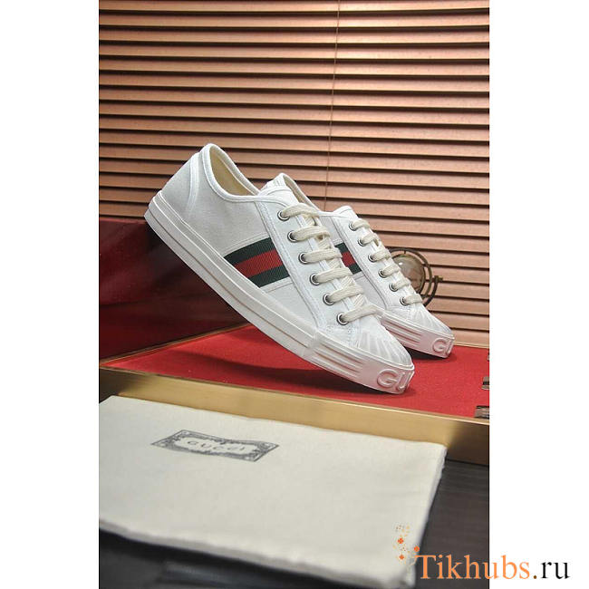 Gucci Sneaker With Web Cotton Fabric White - 1