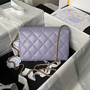 Chanel Flap Bag Purple Gold Lambskin 23x8.5x15cm - 5